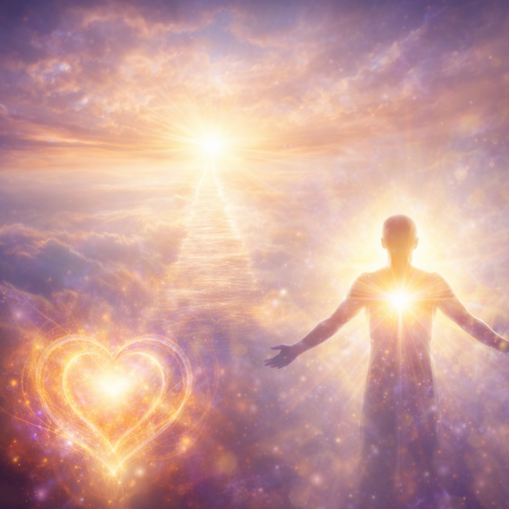 Imagen espiritual que representa el proceso de perdón como liberación interior y evolución del alma